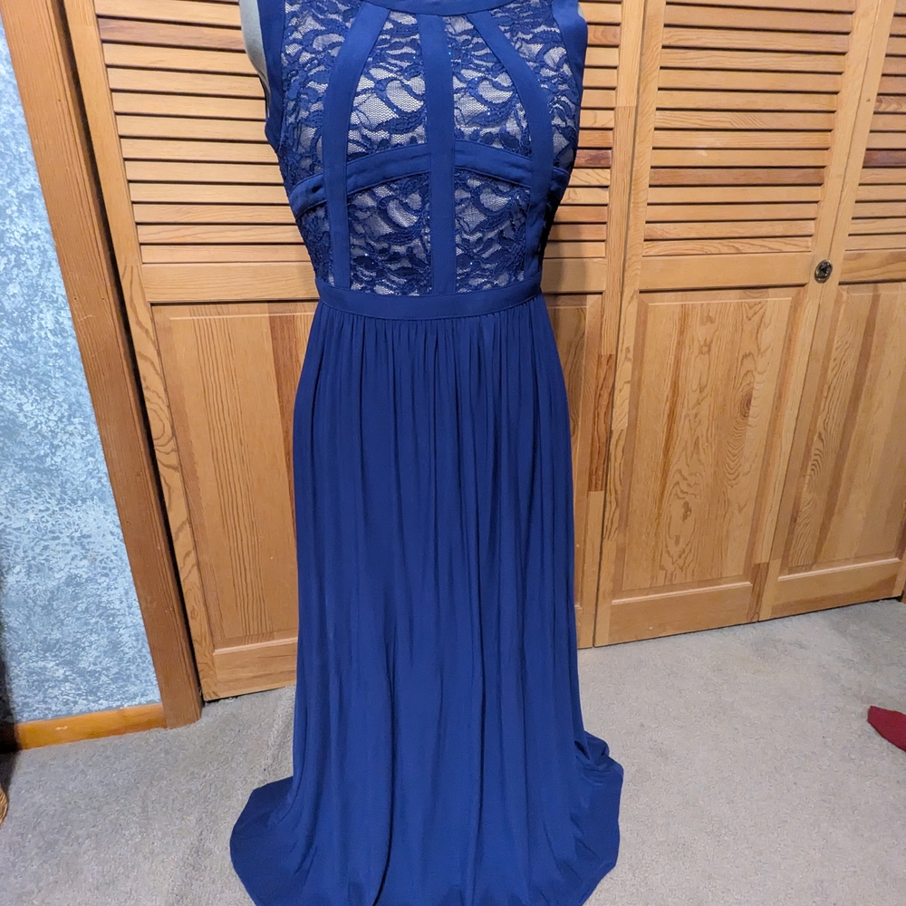 R&M Richards Royal Blue Lace Maxi Dress